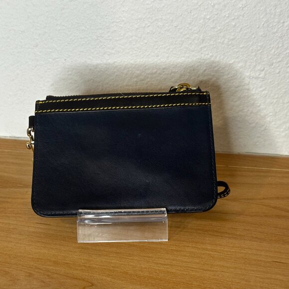 Dooney & Bourke Zip Top Card Case Wristlet Navy Blue EUC - Picture 3 of 14